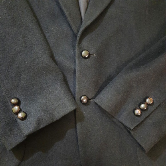 Hunt Valley Mens Sport Coat Blazer Suit Jacket 46R 50" Black Camel Hair Wool USA - Picture 12 of 13